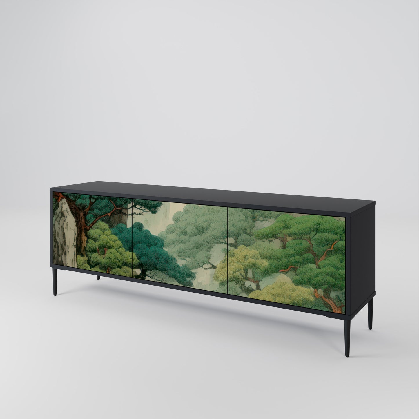 VERDURE ABYSS 3-dörrars TV-bänk i svart finish