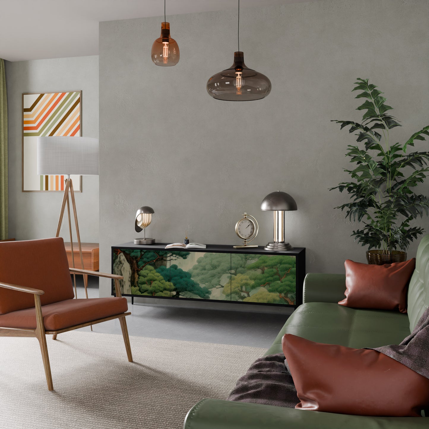 VERDURE ABYSS 3-dörrars TV-bänk i svart finish