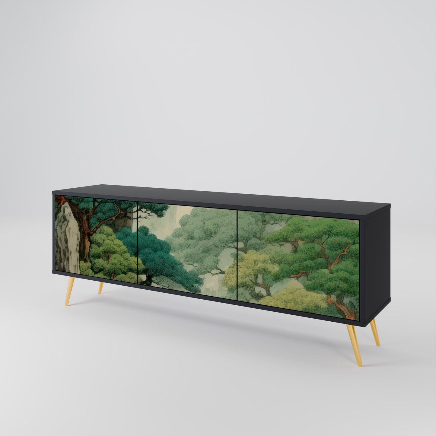 VERDURE ABYSS 3-dörrars TV-bänk i svart finish