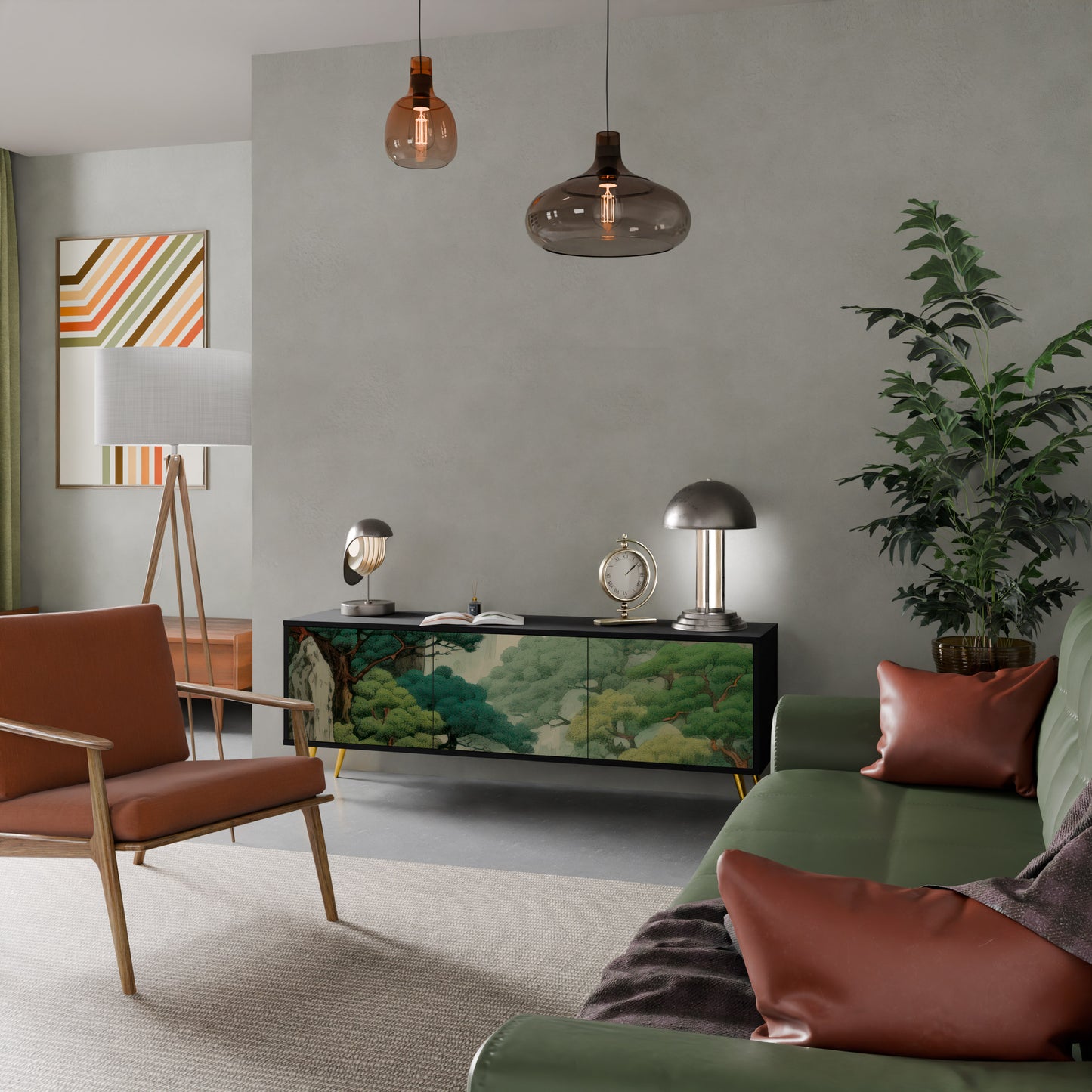 VERDURE ABYSS 3-dörrars TV-bänk i svart finish