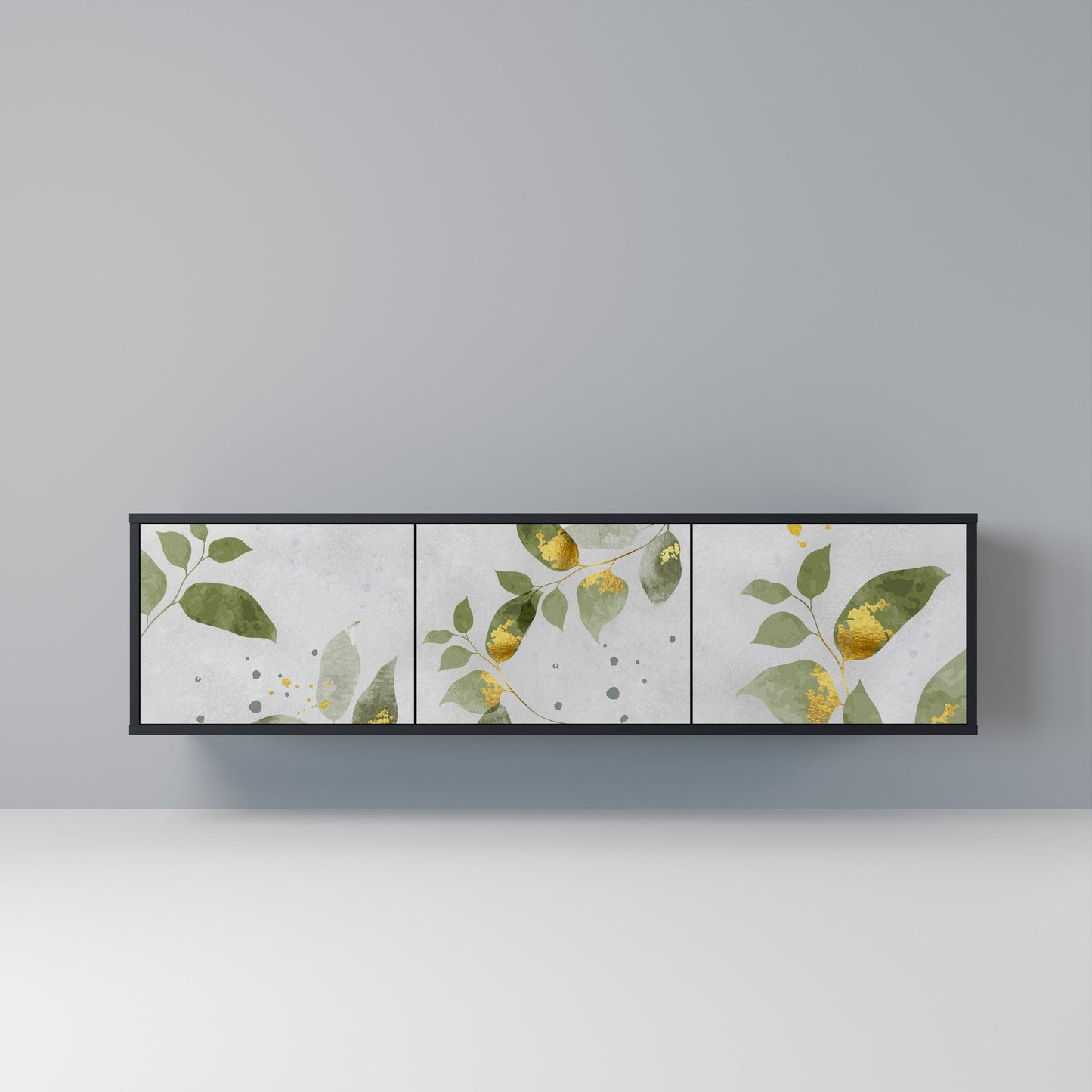 ELEGANT BOTANICS 3-dörrars TV-bänk i svart finish