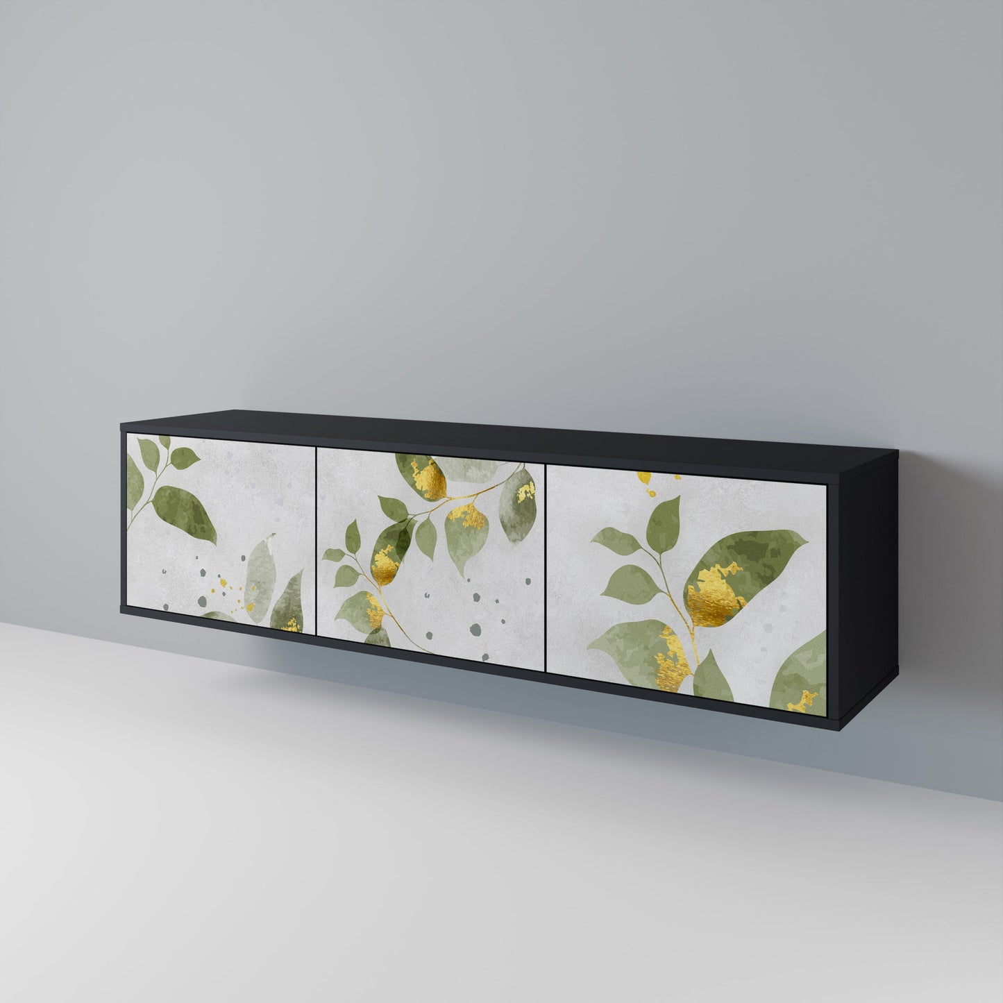 ELEGANT BOTANICS 3-dörrars TV-bänk i svart finish