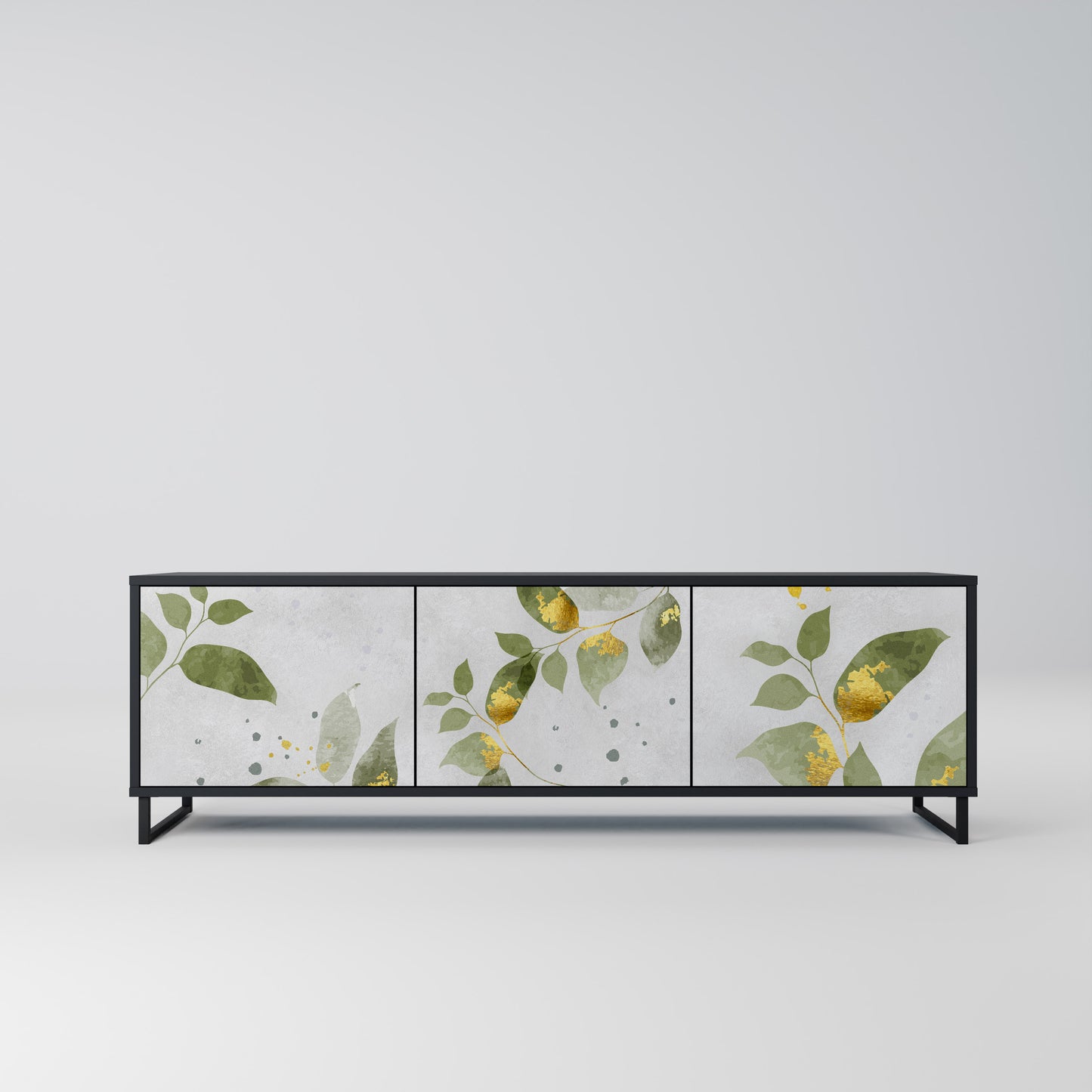 ELEGANT BOTANICS 3-dörrars TV-bänk i svart finish