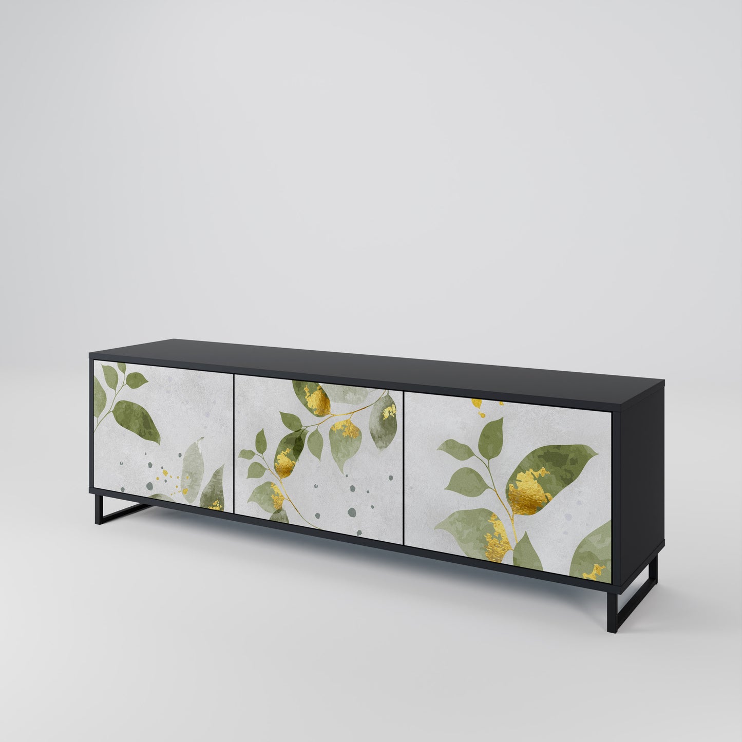 ELEGANT BOTANICS 3-dörrars TV-bänk i svart finish