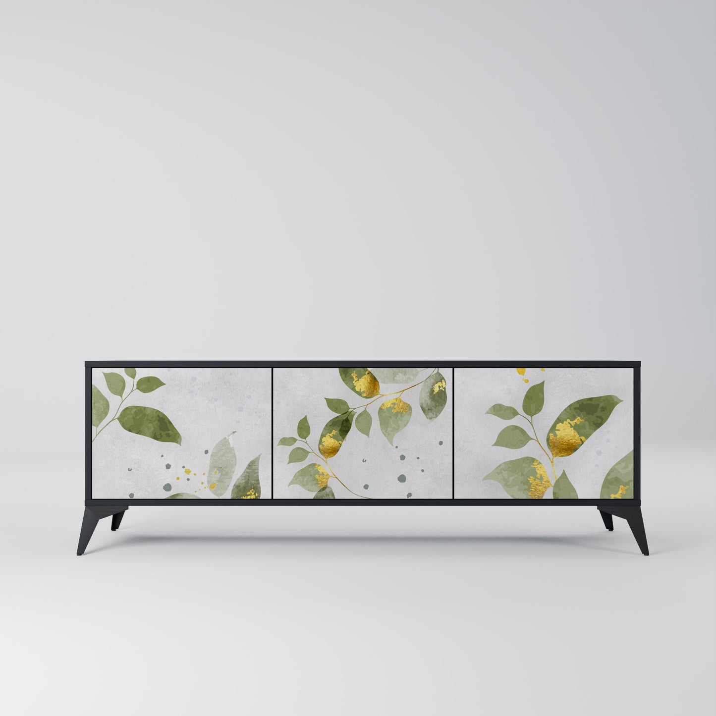 ELEGANT BOTANICS 3-dörrars TV-bänk i svart finish
