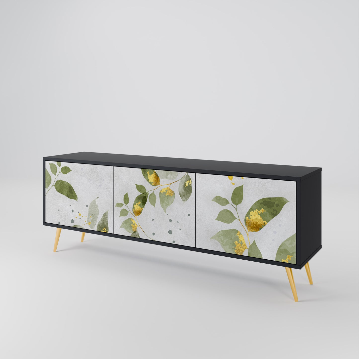ELEGANT BOTANICS 3-dörrars TV-bänk i svart finish