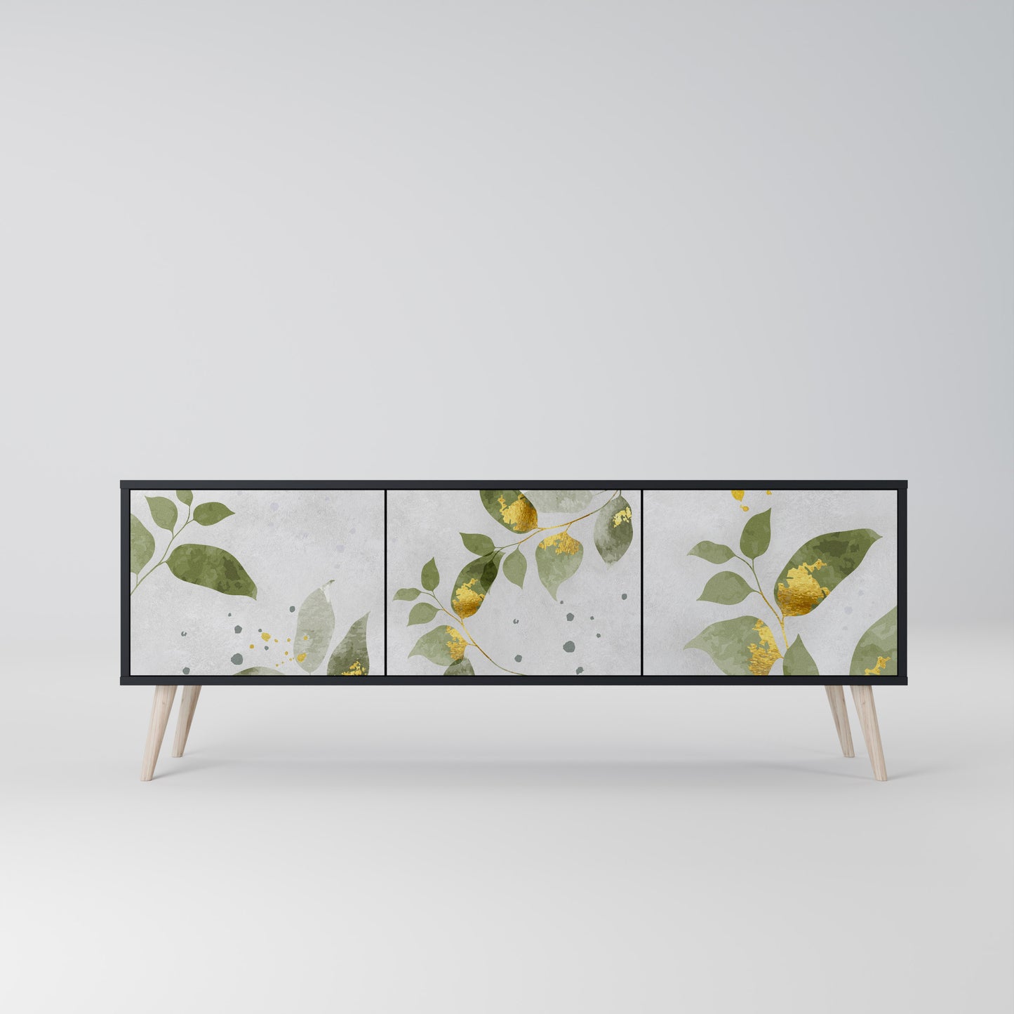 ELEGANT BOTANICS 3-dörrars TV-bänk i svart finish