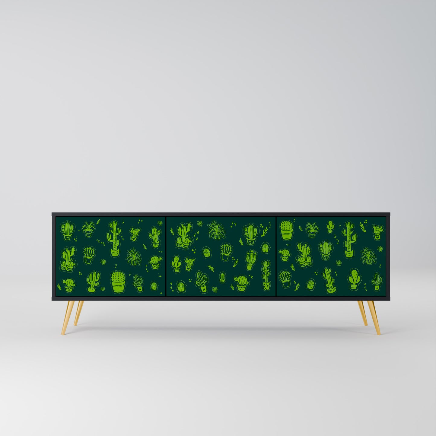 DESERT GREEN 3-dörrars TV-bänk i svart finish