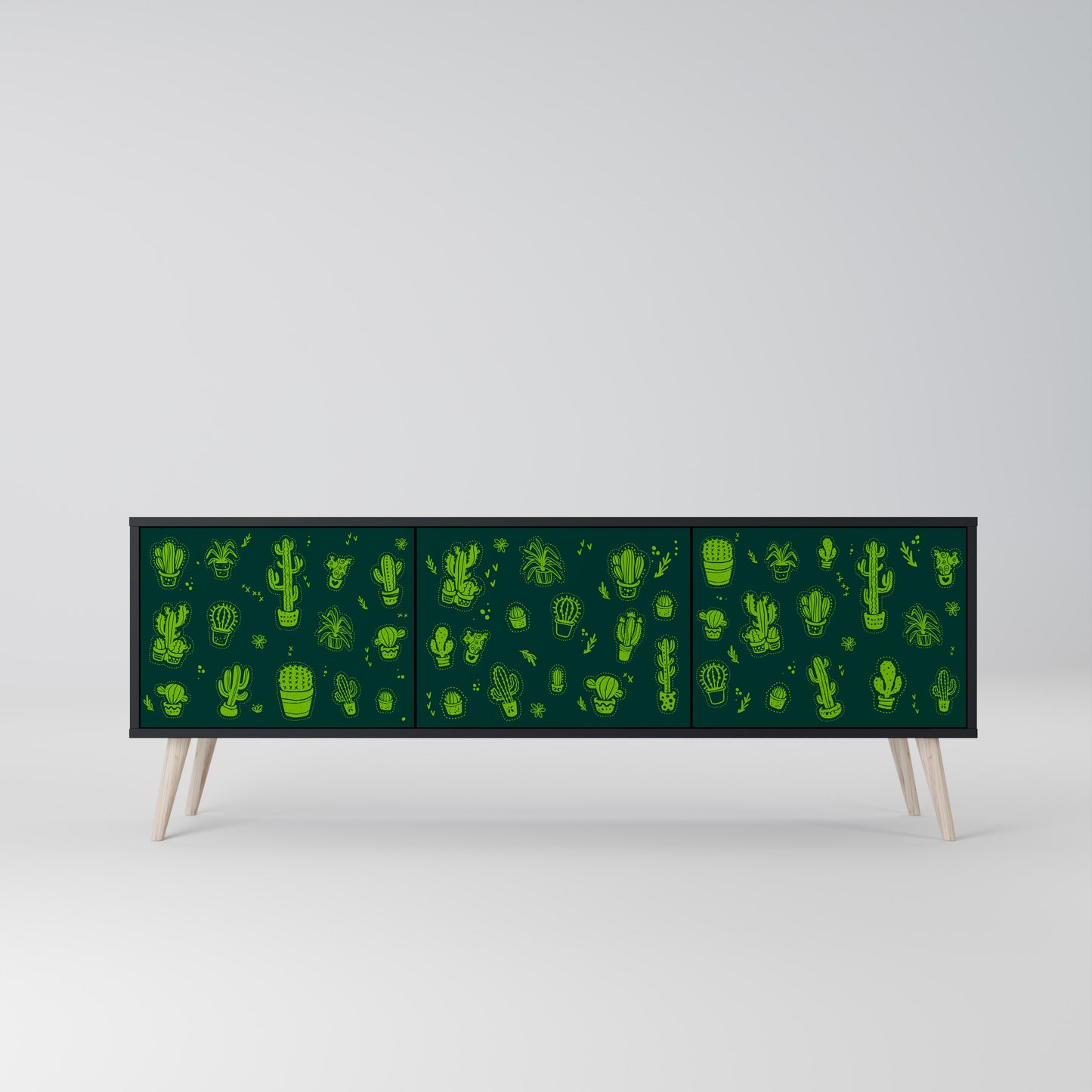 DESERT GREEN 3-dörrars TV-bänk i svart finish