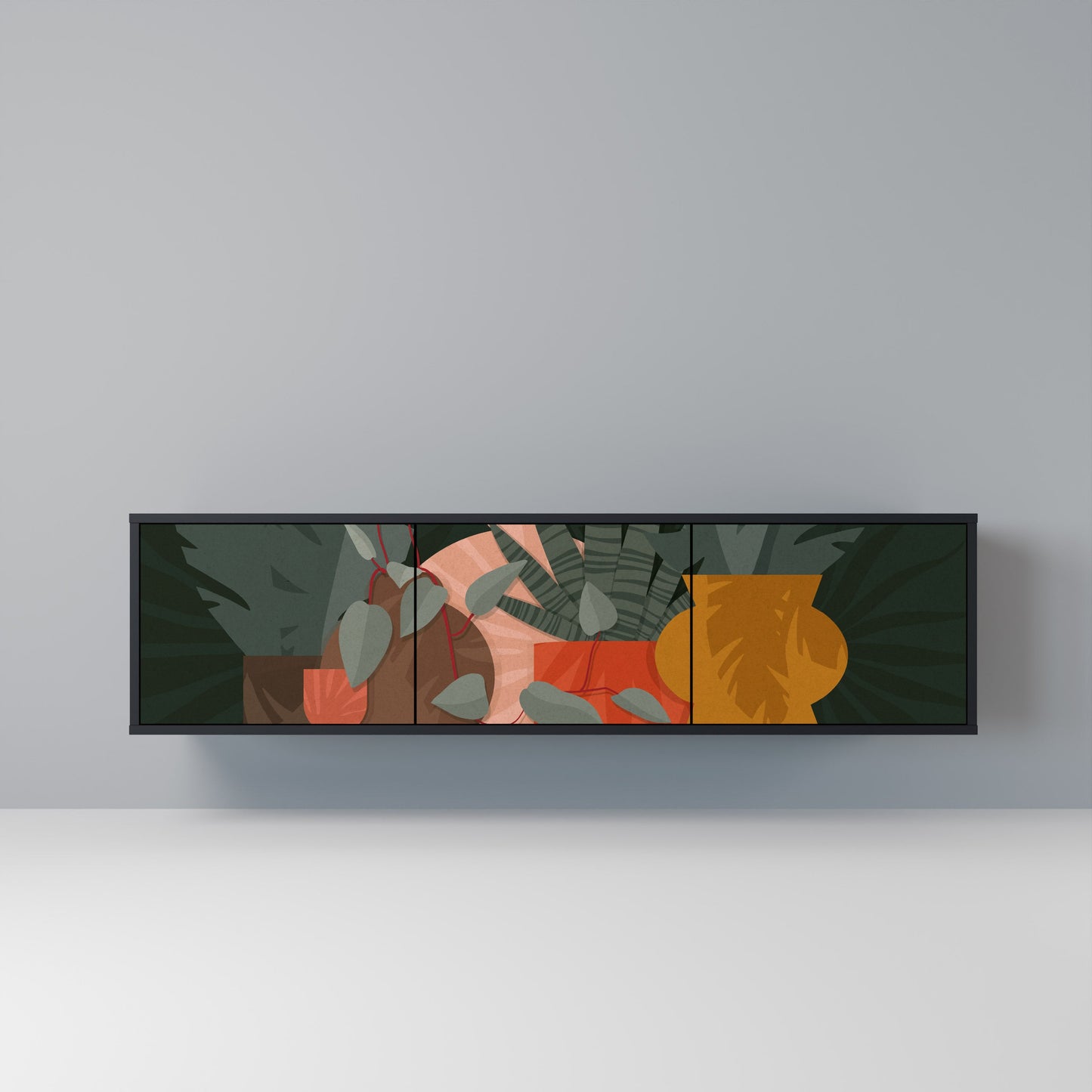 TROPICAL COMPOSITION 3-dörrars TV-bänk i svart finish