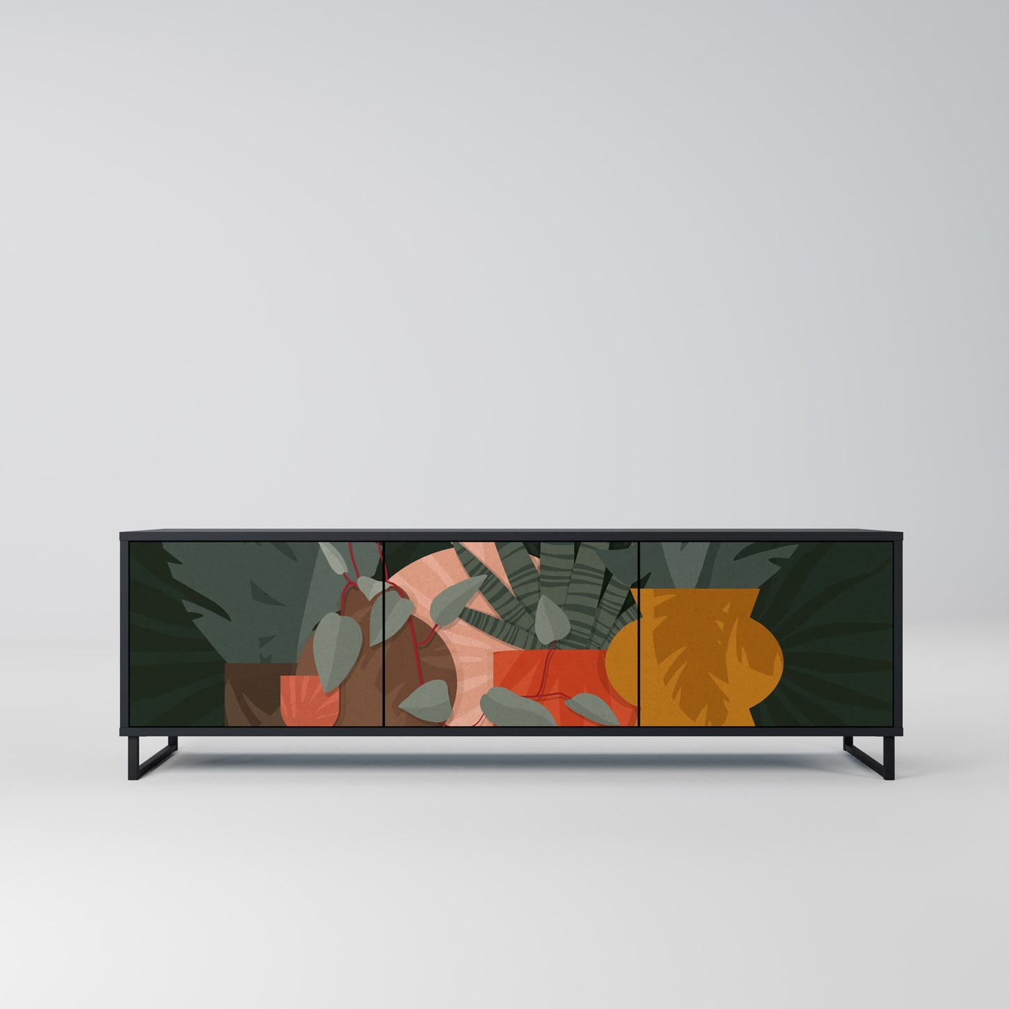 TROPICAL COMPOSITION 3-dörrars TV-bänk i svart finish