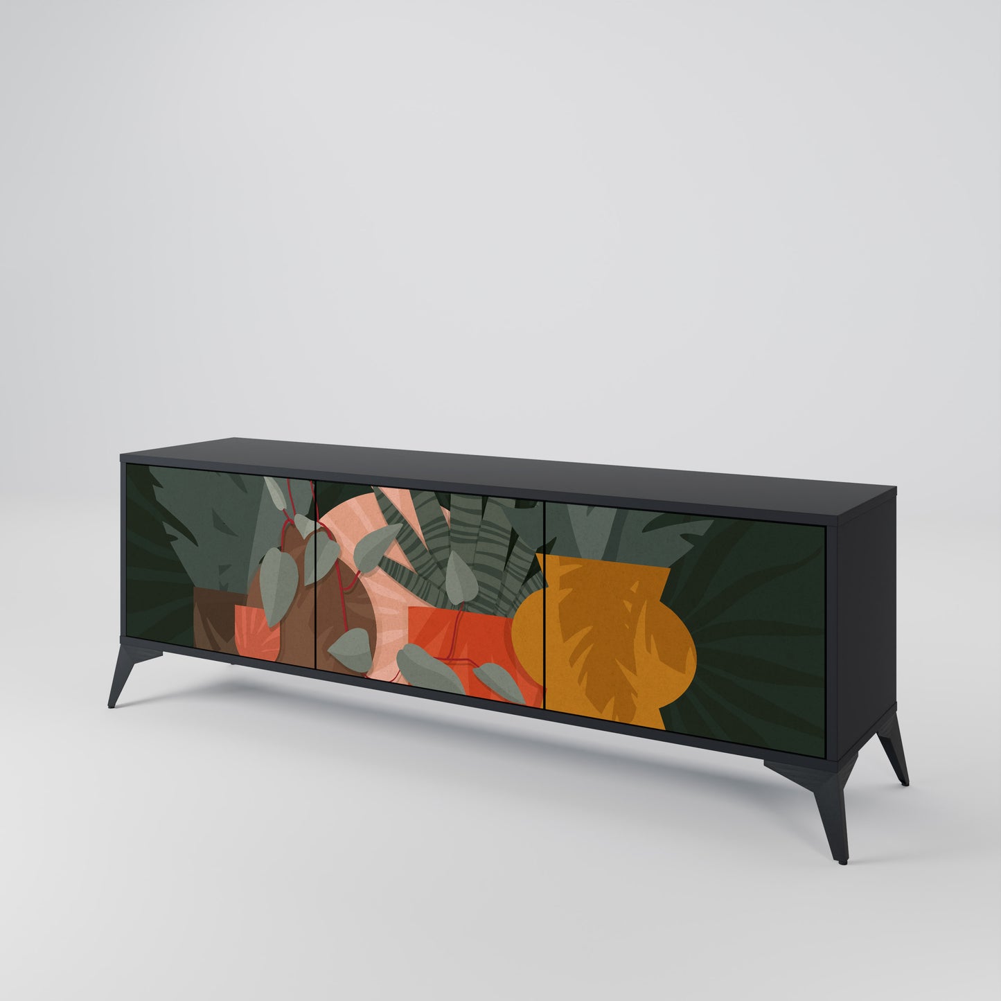 TROPICAL COMPOSITION 3-dörrars TV-bänk i svart finish