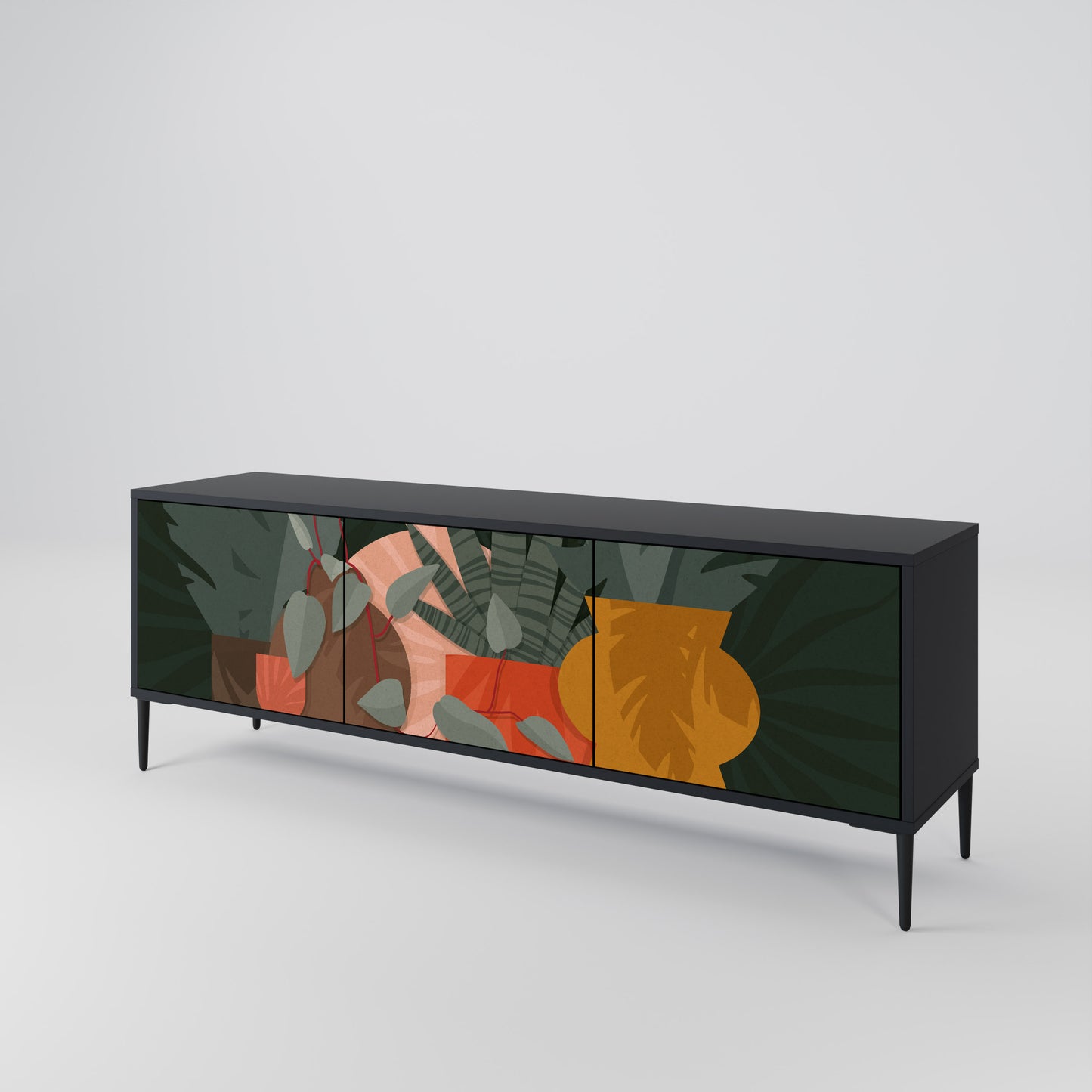 TROPICAL COMPOSITION 3-dörrars TV-bänk i svart finish