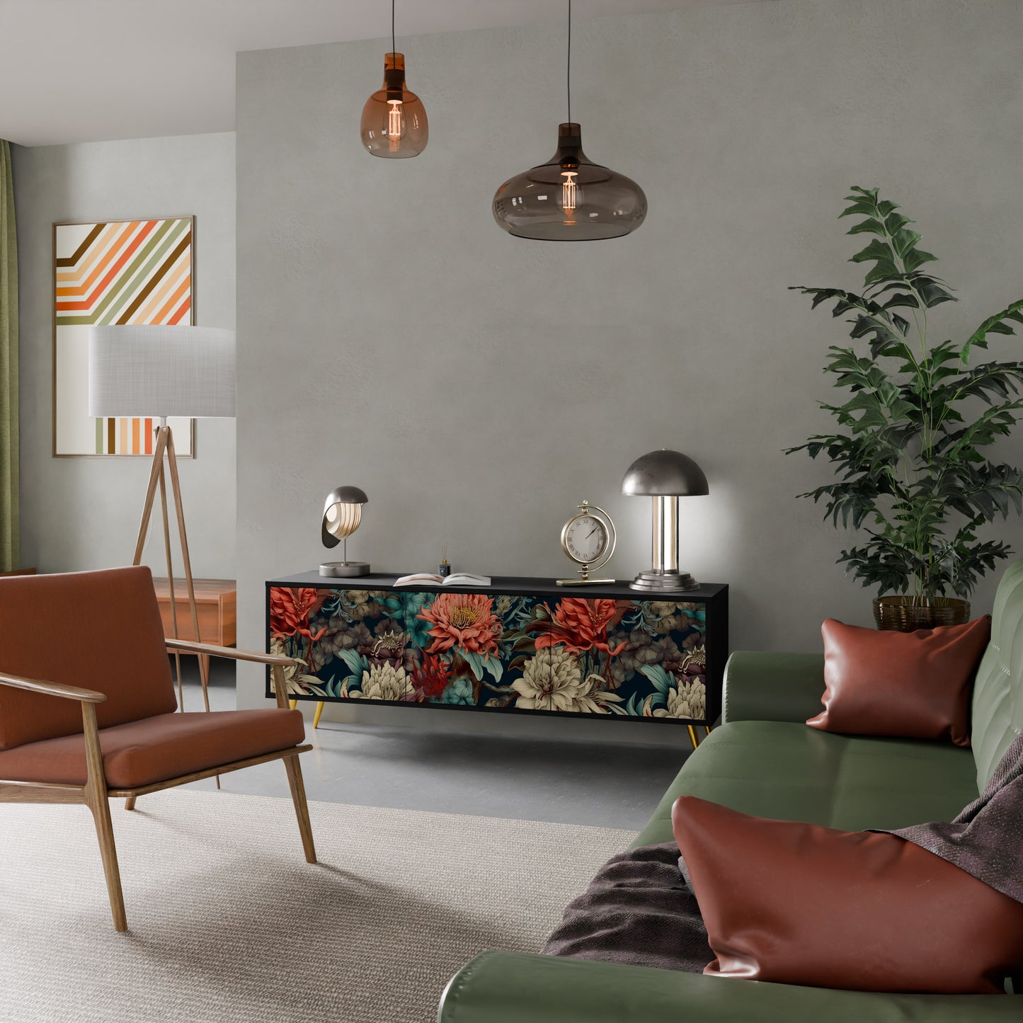 SPROUTING GRACE 3-dörrars TV-bänk i svart finish