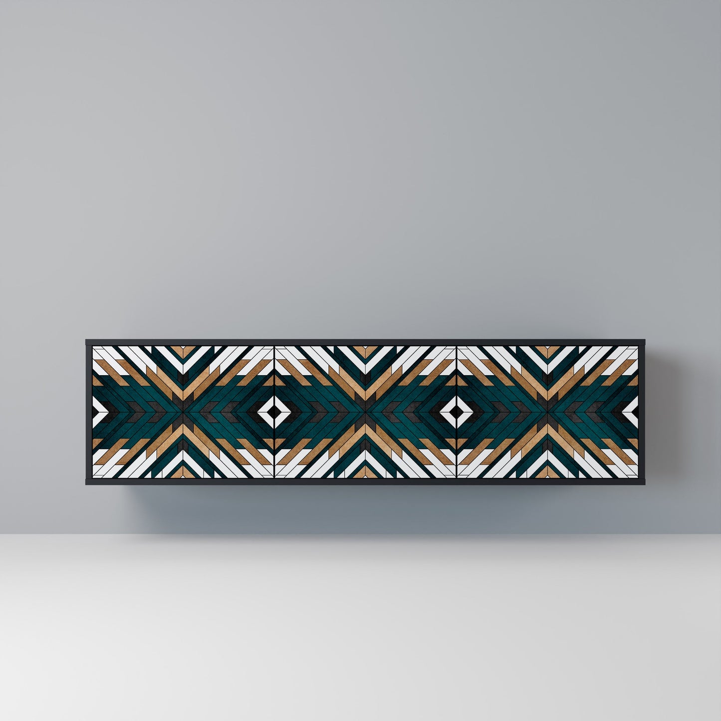 ARTISTIC GEOMETRY 3-dörrars TV-bänk i svart finish