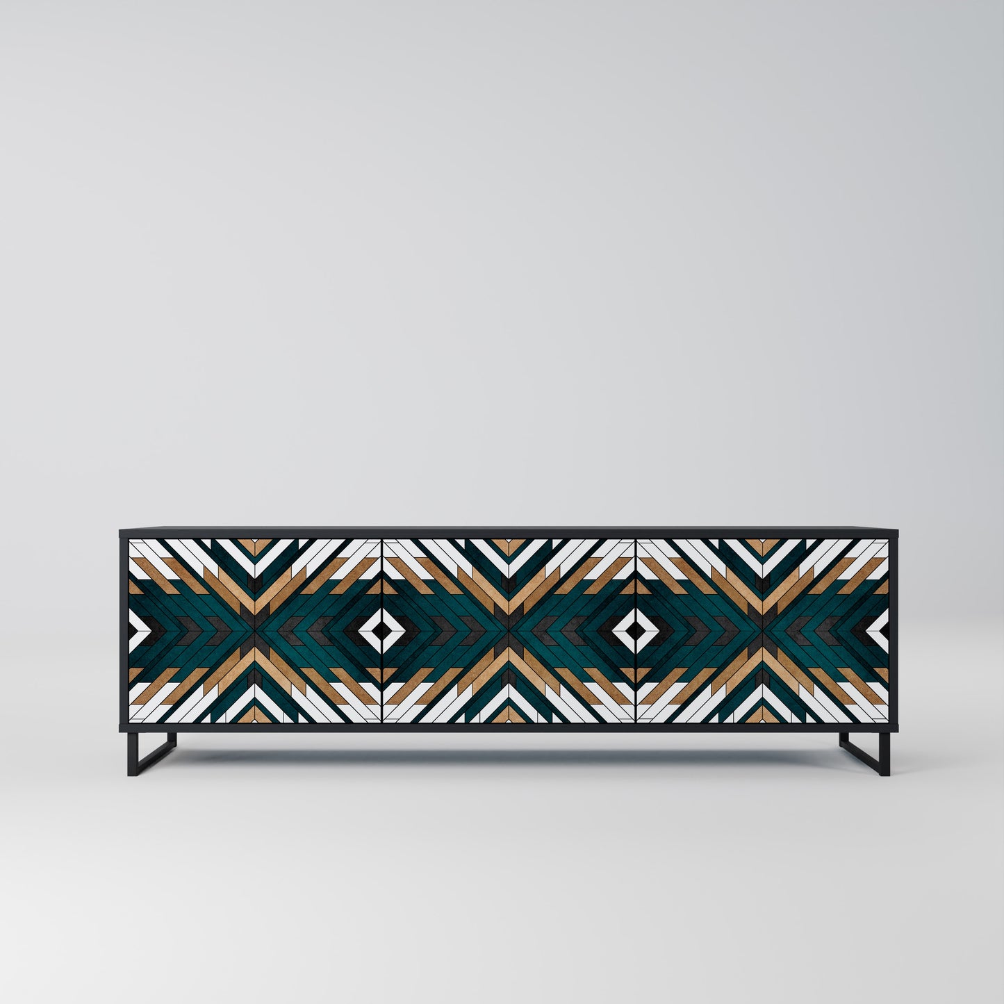 ARTISTIC GEOMETRY 3-dörrars TV-bänk i svart finish