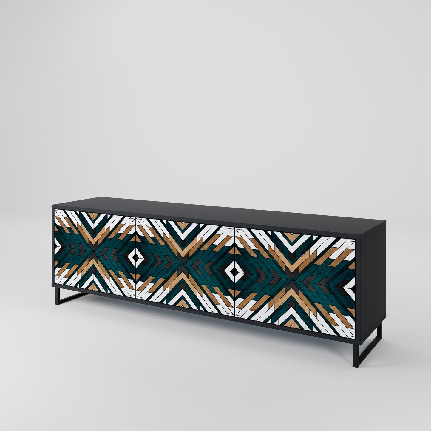 ARTISTIC GEOMETRY 3-dörrars TV-bänk i svart finish