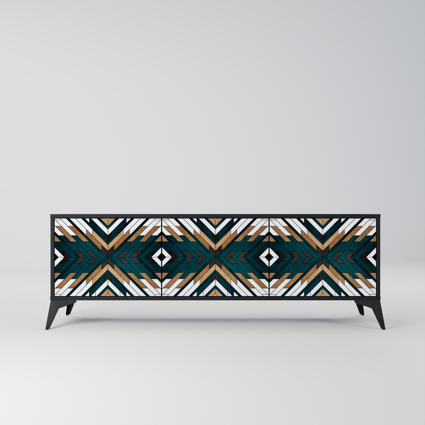 ARTISTIC GEOMETRY 3-dörrars TV-bänk i svart finish