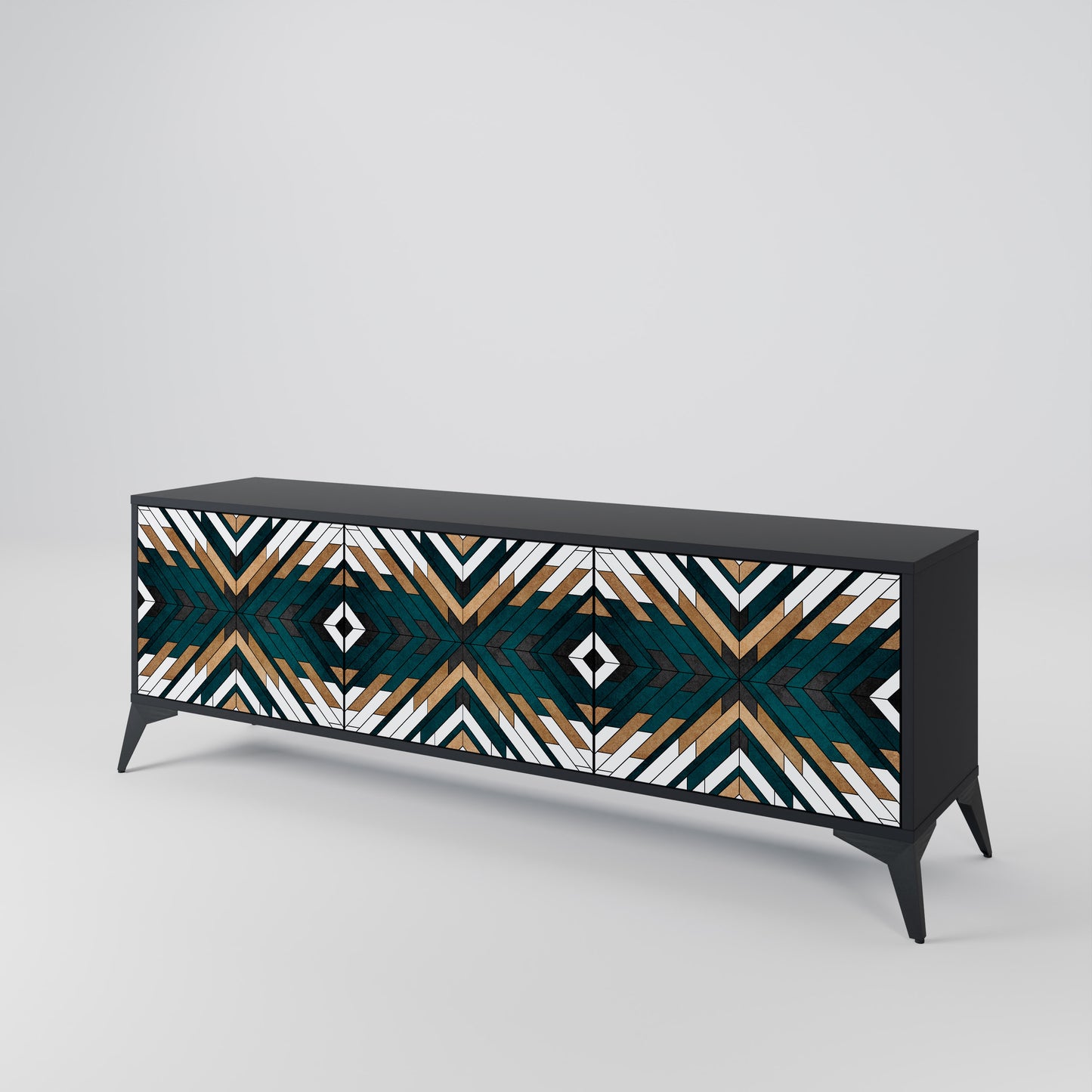 ARTISTIC GEOMETRY 3-dörrars TV-bänk i svart finish