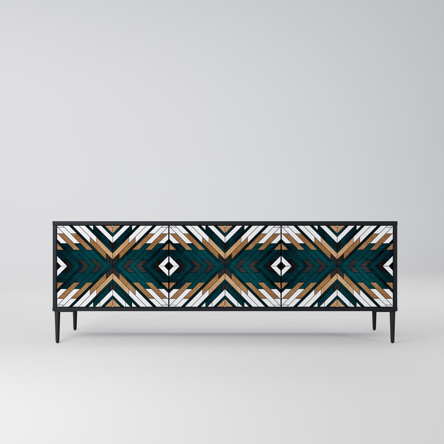 ARTISTIC GEOMETRY 3-dörrars TV-bänk i svart finish