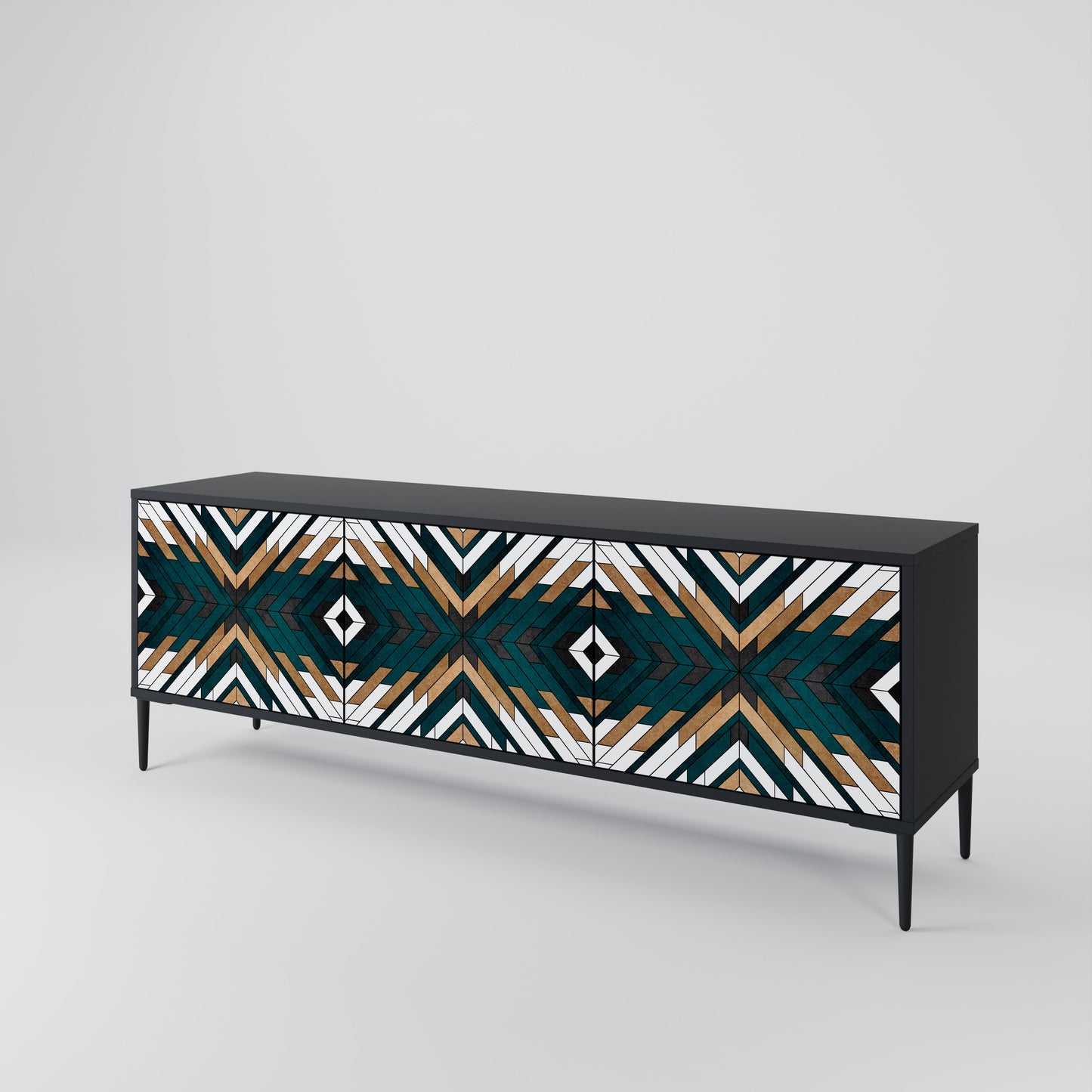 ARTISTIC GEOMETRY 3-dörrars TV-bänk i svart finish