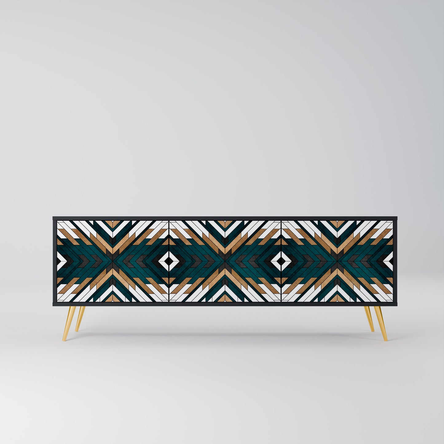 ARTISTIC GEOMETRY 3-dörrars TV-bänk i svart finish