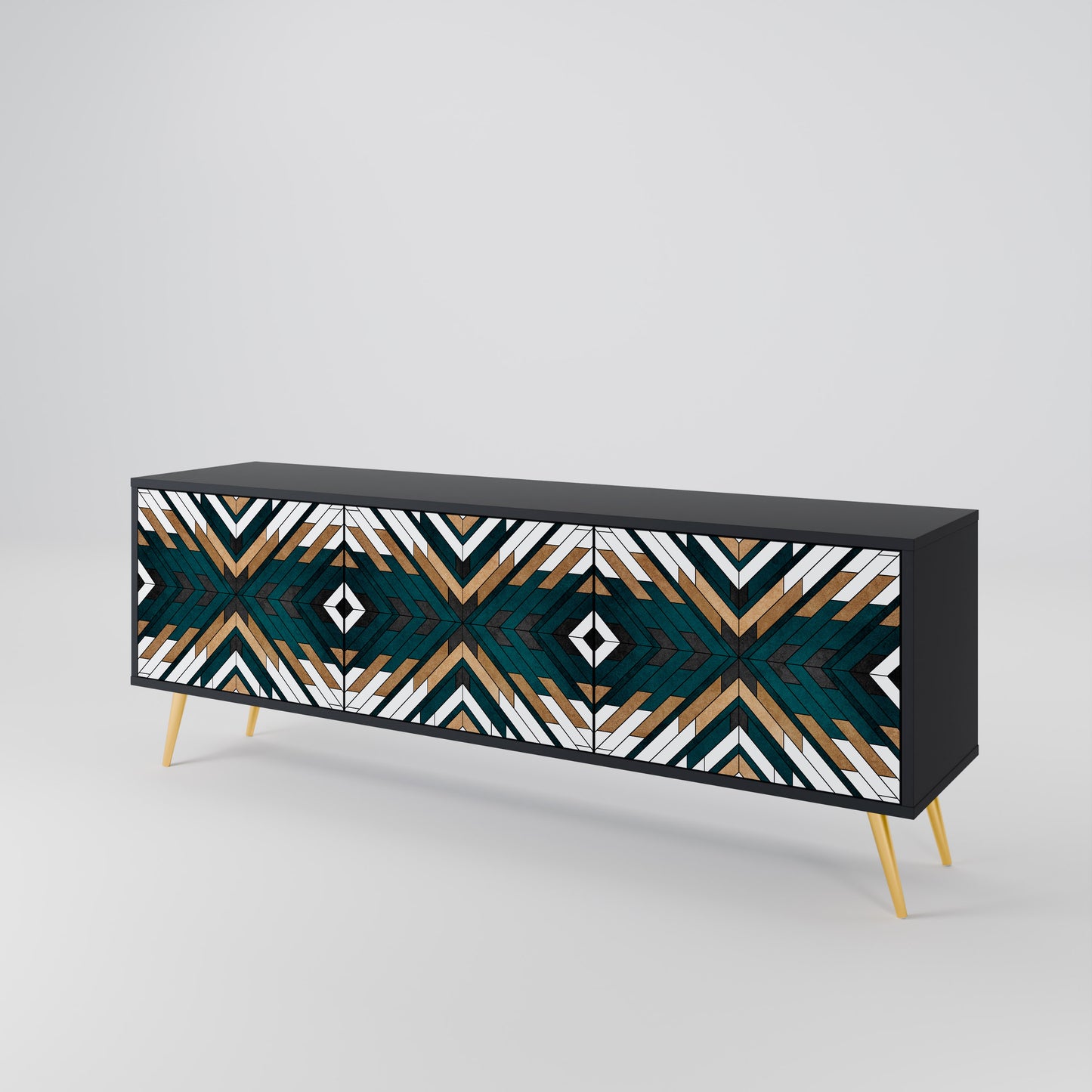 ARTISTIC GEOMETRY 3-dörrars TV-bänk i svart finish
