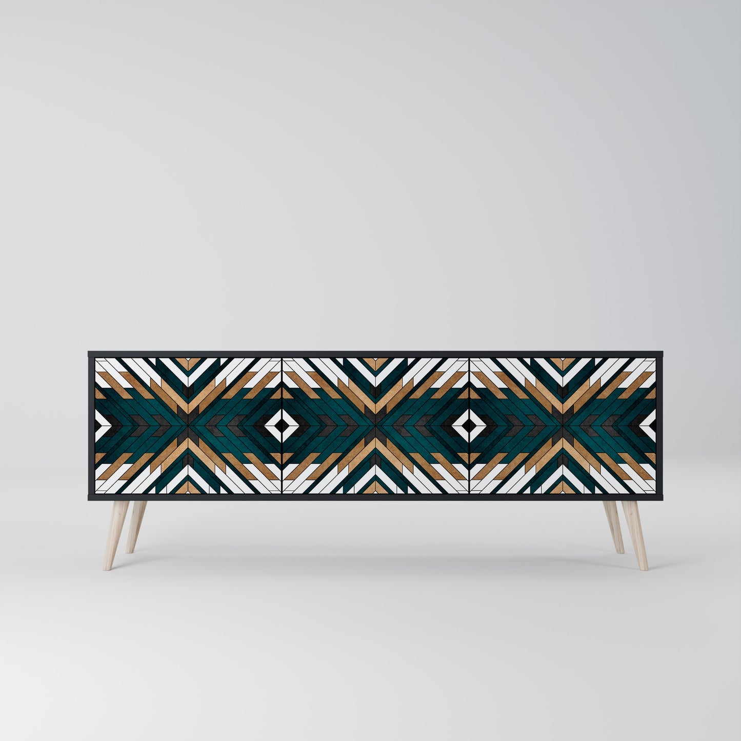 ARTISTIC GEOMETRY 3-dörrars TV-bänk i svart finish