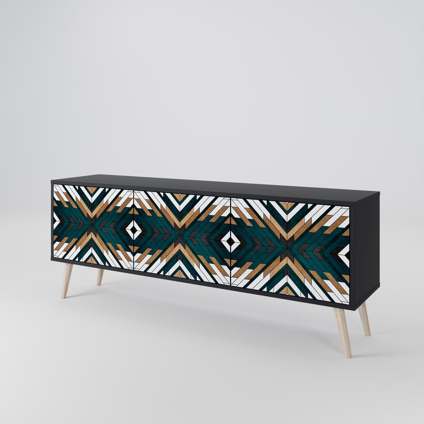 ARTISTIC GEOMETRY 3-dörrars TV-bänk i svart finish