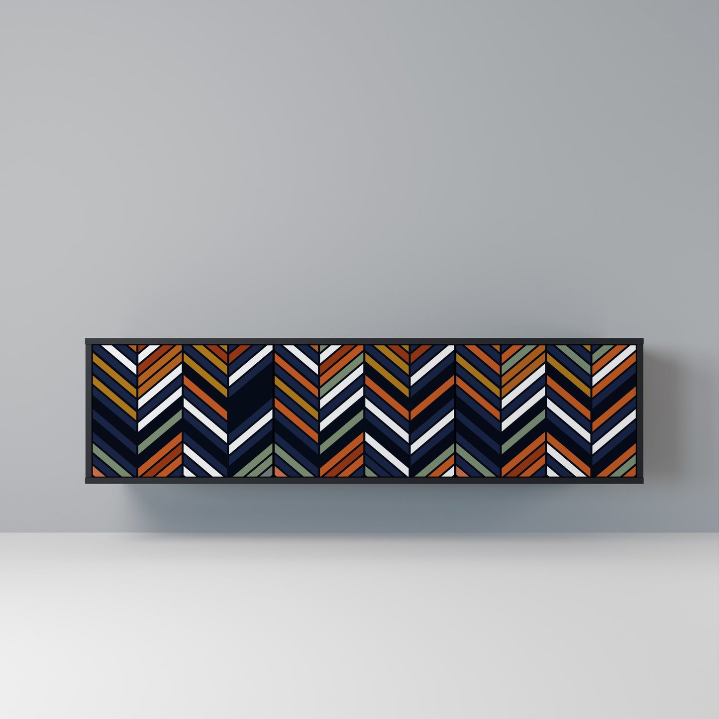 VIBRANT PATCHWORK 3-dörrars TV-bänk i svart finish