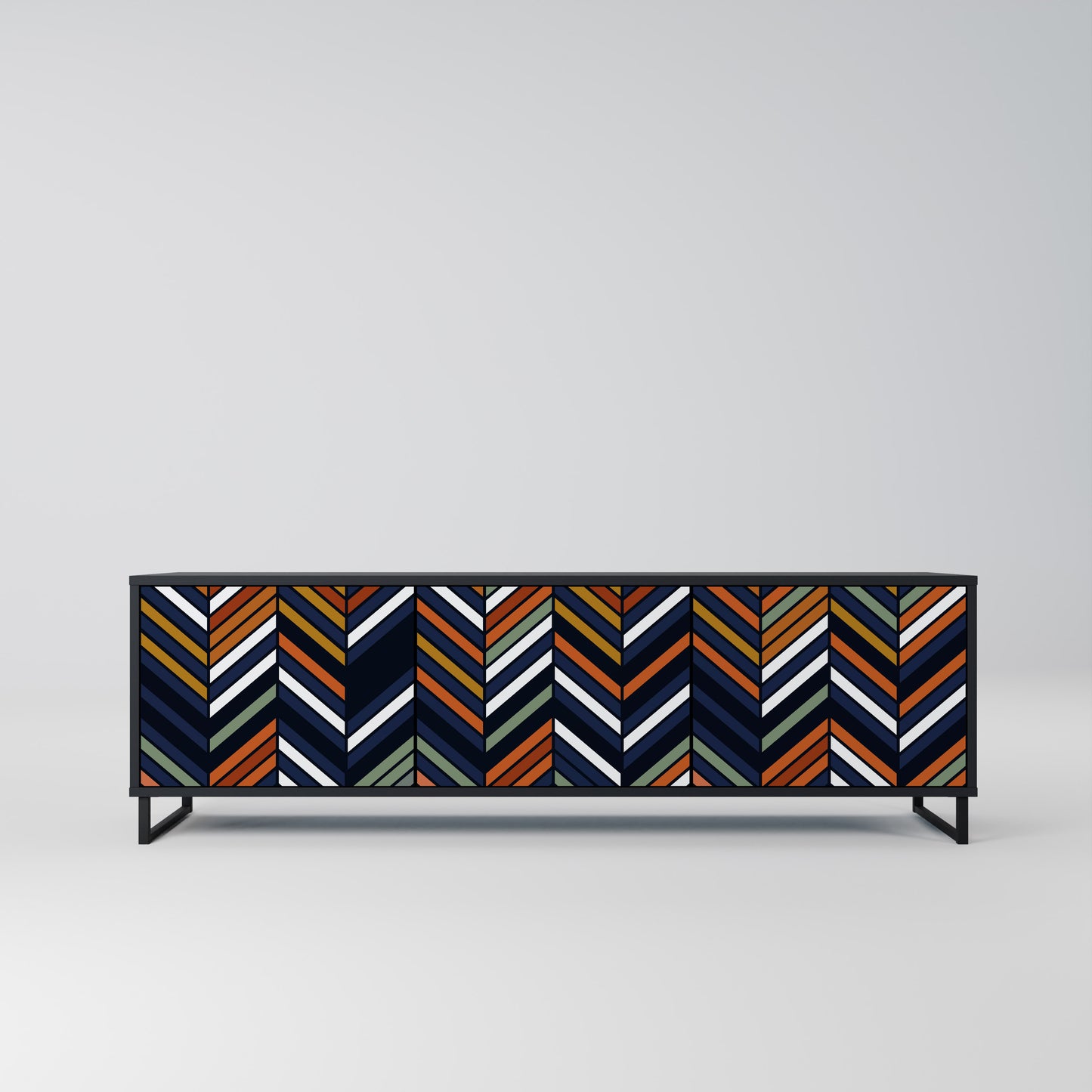 VIBRANT PATCHWORK 3-dörrars TV-bänk i svart finish