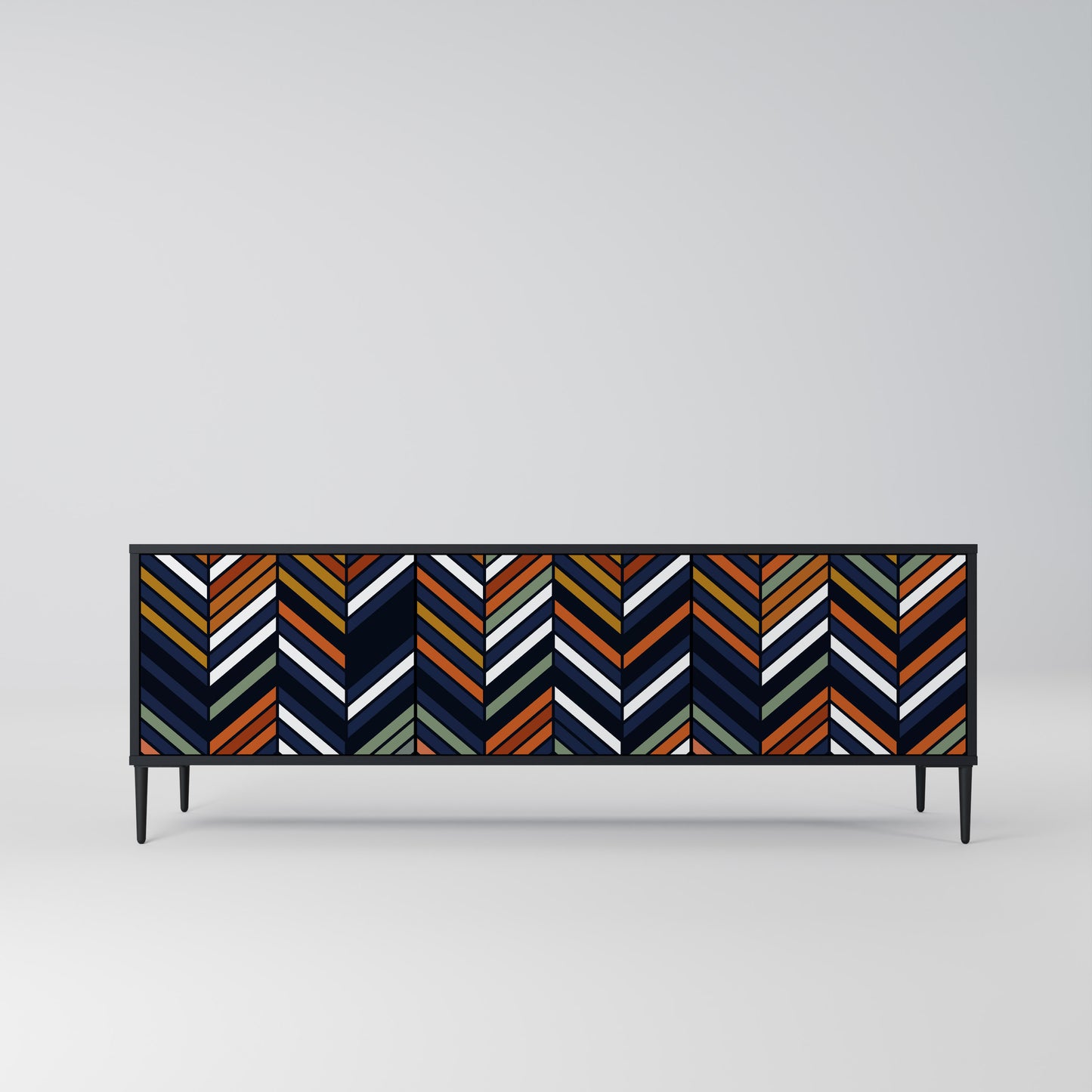 VIBRANT PATCHWORK 3-dörrars TV-bänk i svart finish