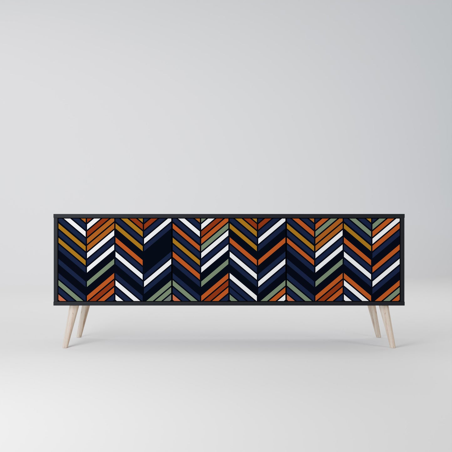 VIBRANT PATCHWORK 3-dörrars TV-bänk i svart finish