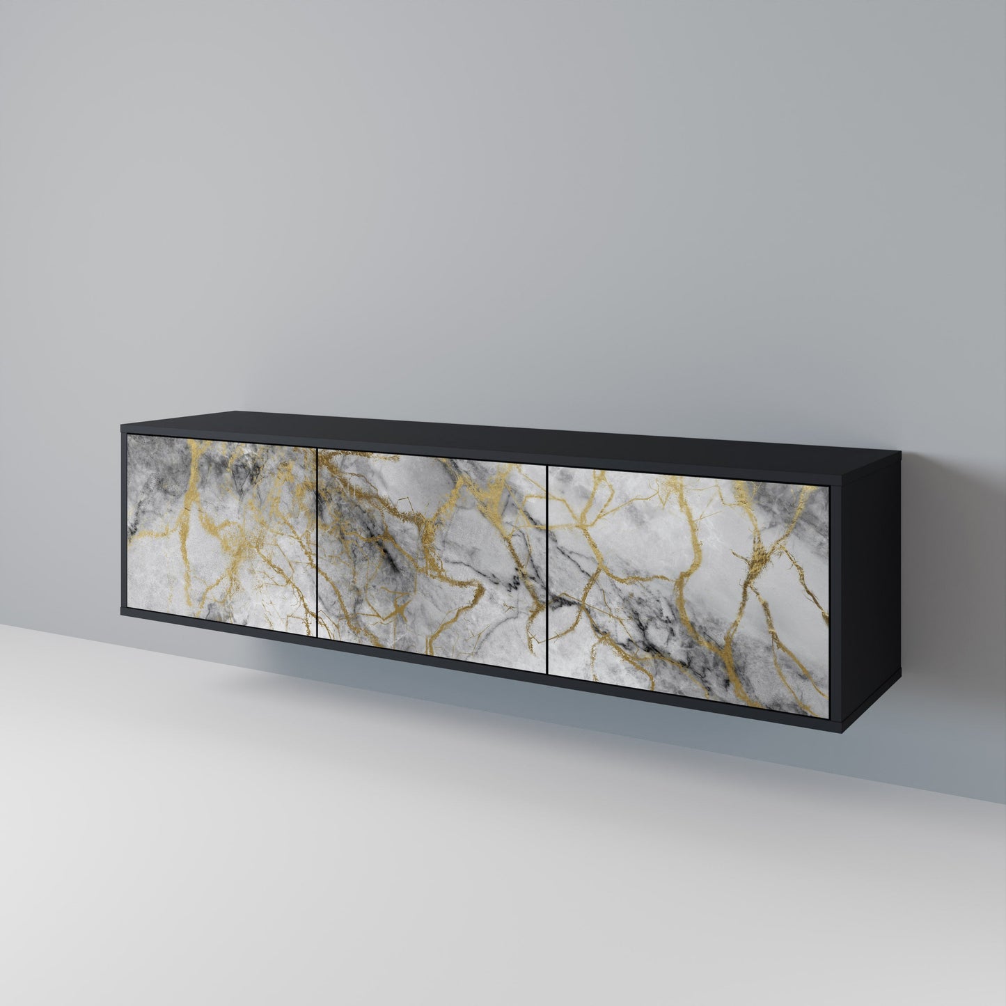 TIMELESS GLIDE 3-dörrars TV-bänk i svart finish