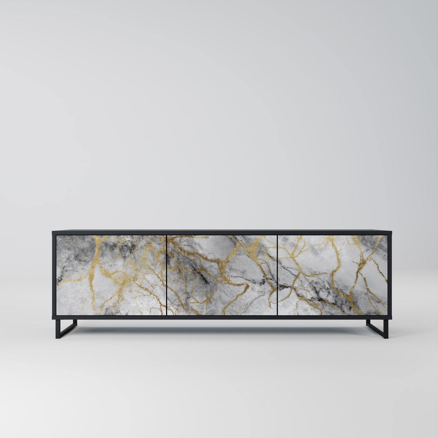 TIMELESS GLIDE 3-dörrars TV-bänk i svart finish
