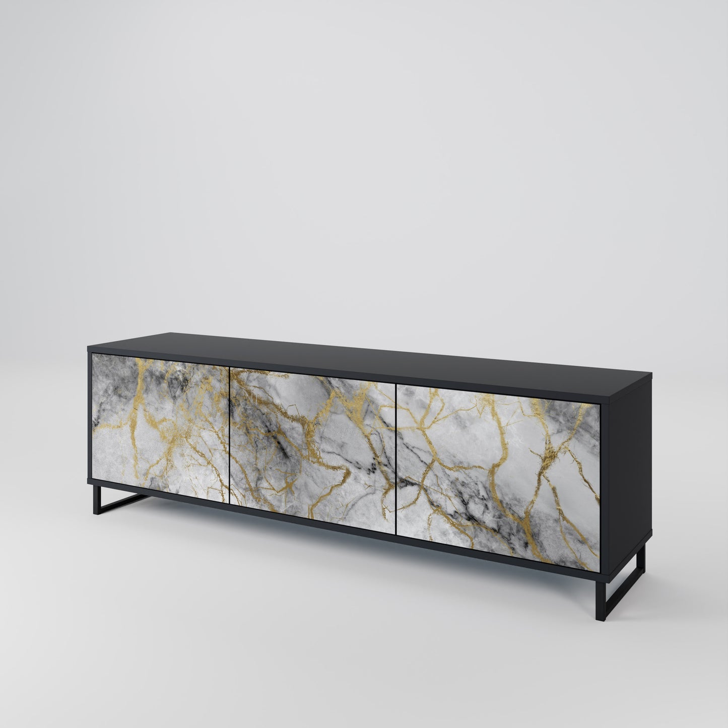 TIMELESS GLIDE 3-dörrars TV-bänk i svart finish