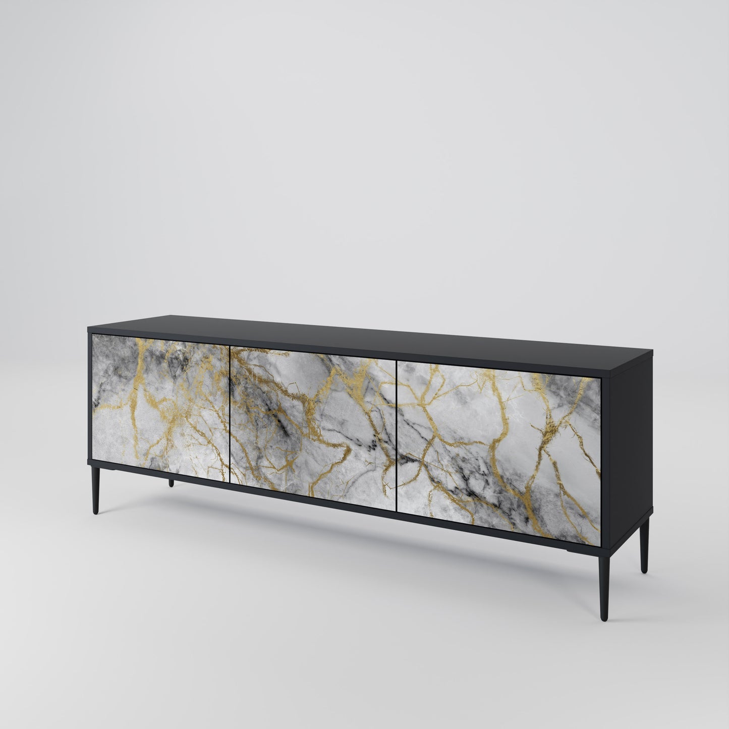 TIMELESS GLIDE 3-dörrars TV-bänk i svart finish