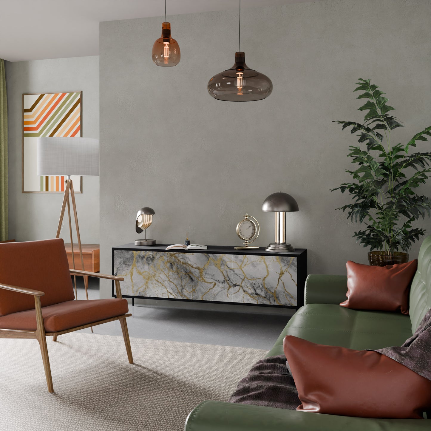 TIMELESS GLIDE 3-dörrars TV-bänk i svart finish