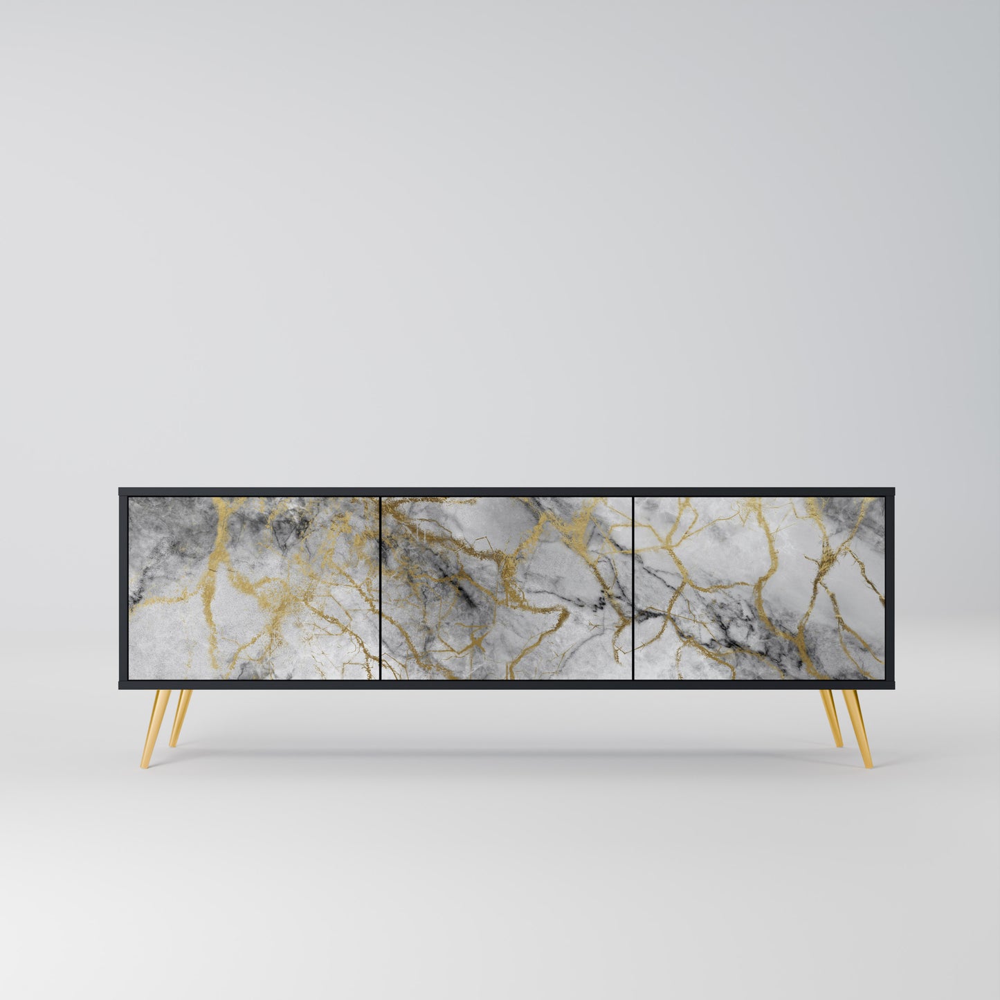 TIMELESS GLIDE 3-dörrars TV-bänk i svart finish