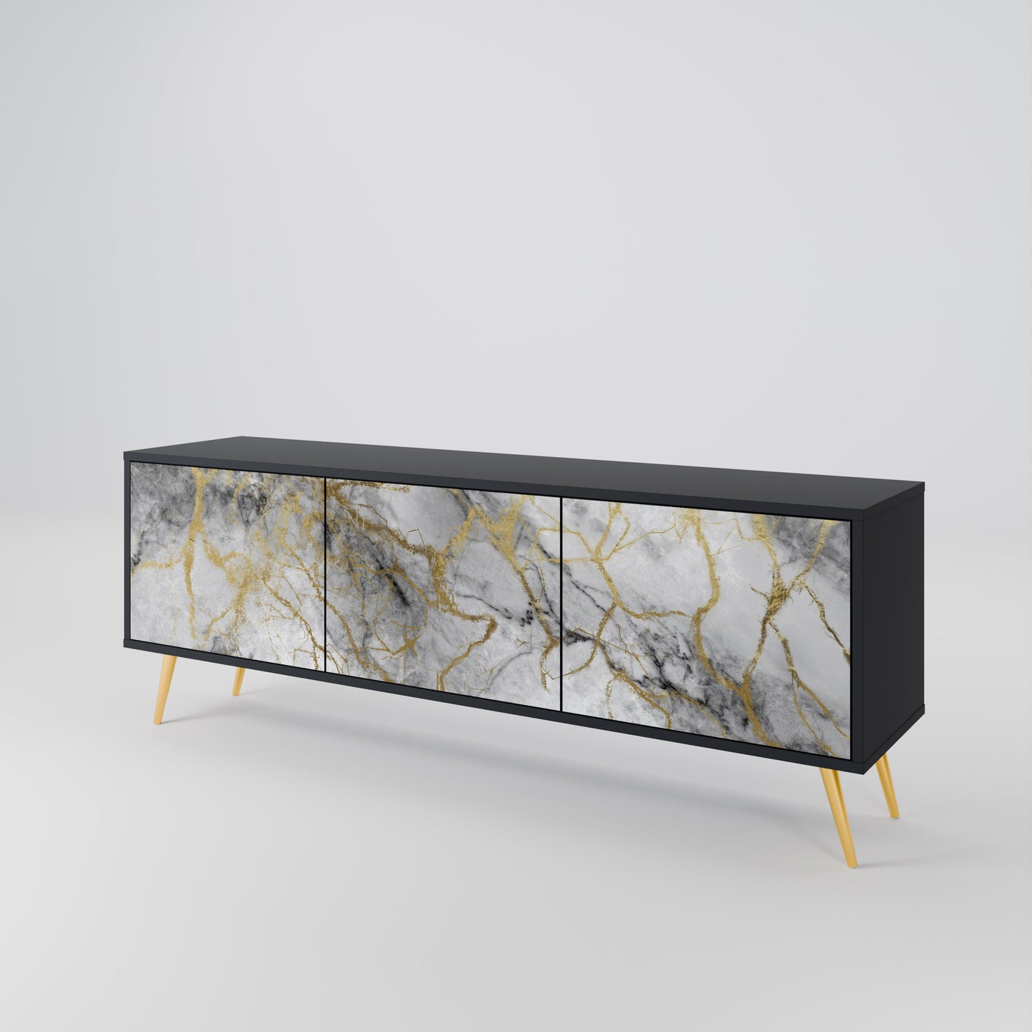TIMELESS GLIDE 3-dörrars TV-bänk i svart finish