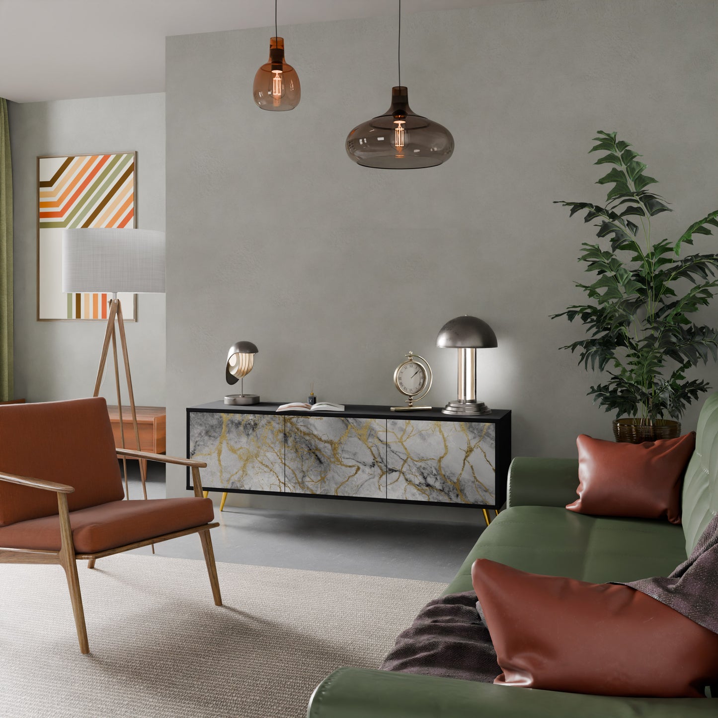 TIMELESS GLIDE 3-dörrars TV-bänk i svart finish