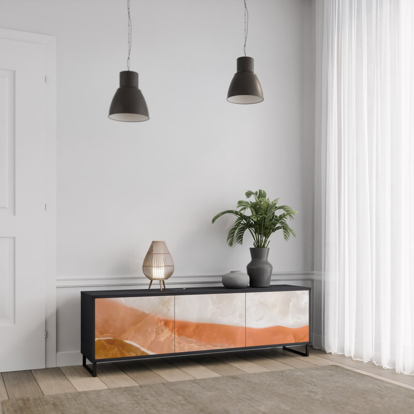 SANDHILLS SPLENDOR 3-dörrars TV-bänk i svart finish