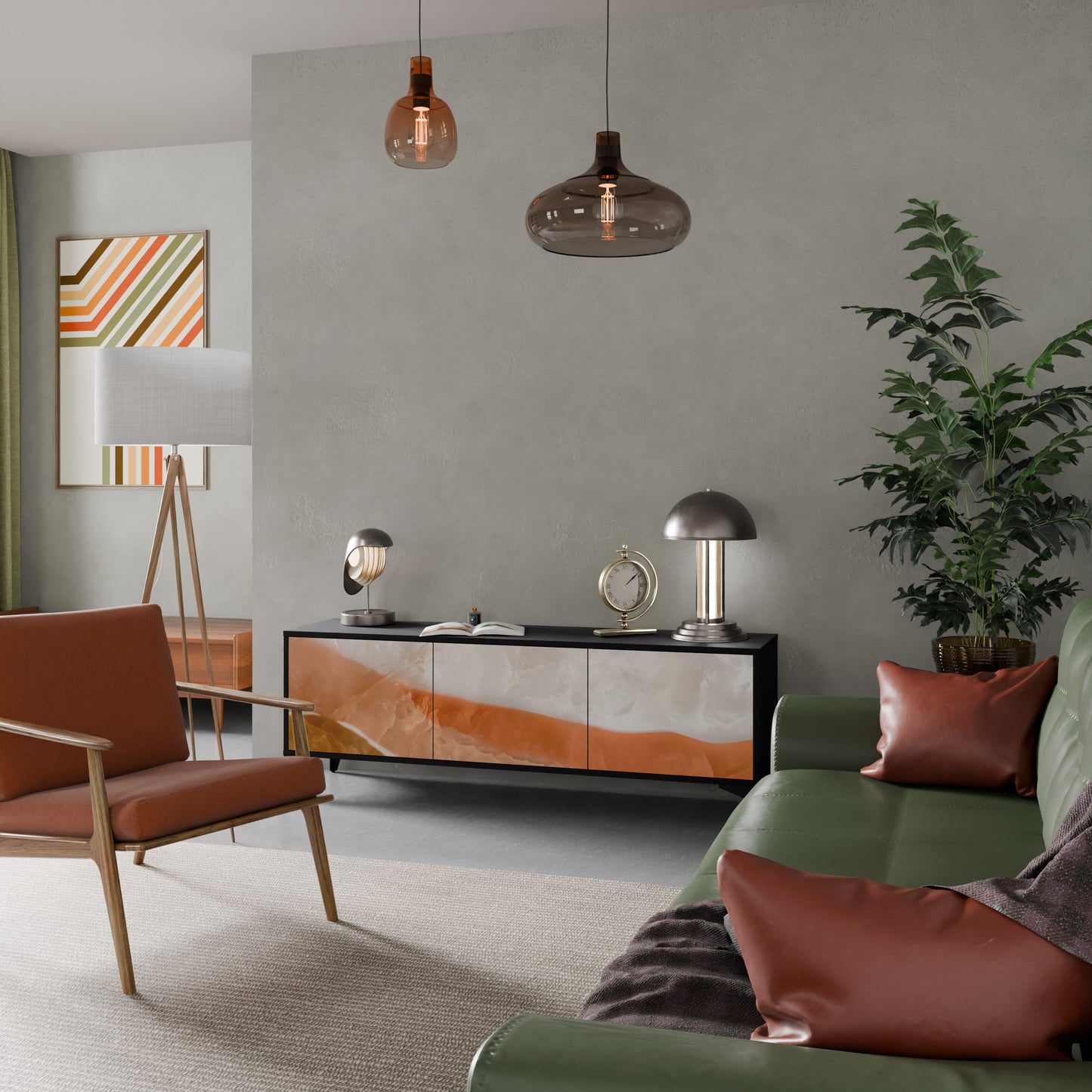 SANDHILLS SPLENDOR 3-dörrars TV-bänk i svart finish