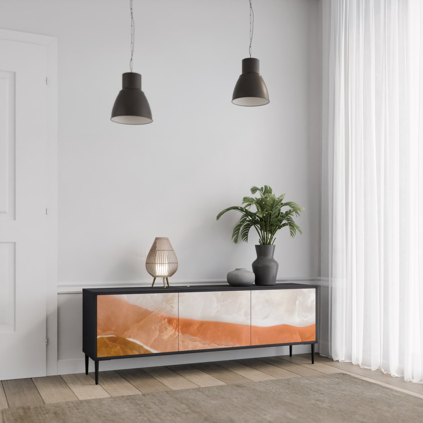 SANDHILLS SPLENDOR 3-dörrars TV-bänk i svart finish