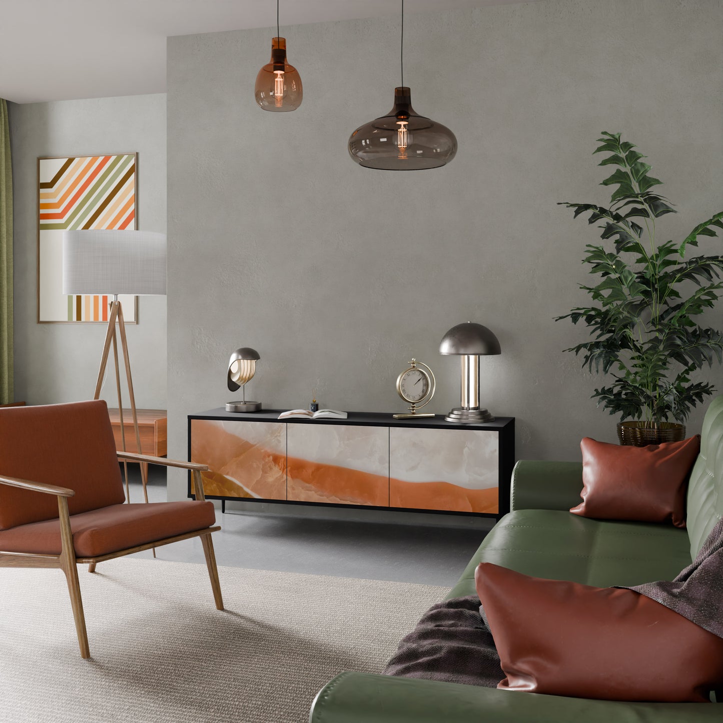 SANDHILLS SPLENDOR 3-dörrars TV-bänk i svart finish
