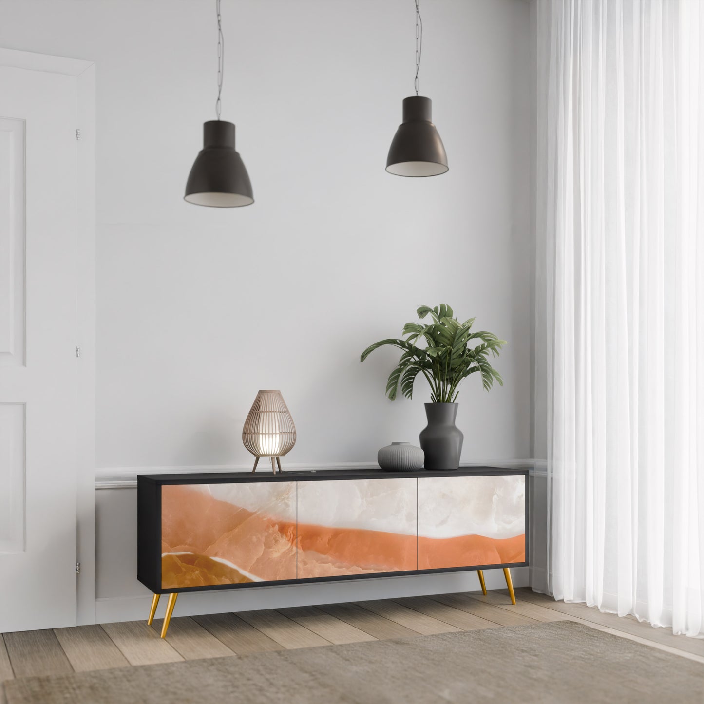 SANDHILLS SPLENDOR 3-dörrars TV-bänk i svart finish