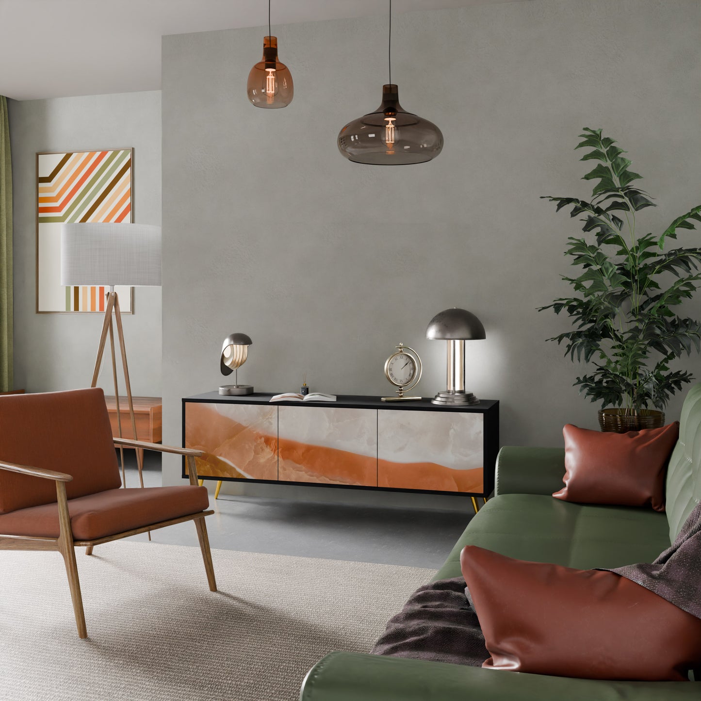 SANDHILLS SPLENDOR 3-dörrars TV-bänk i svart finish