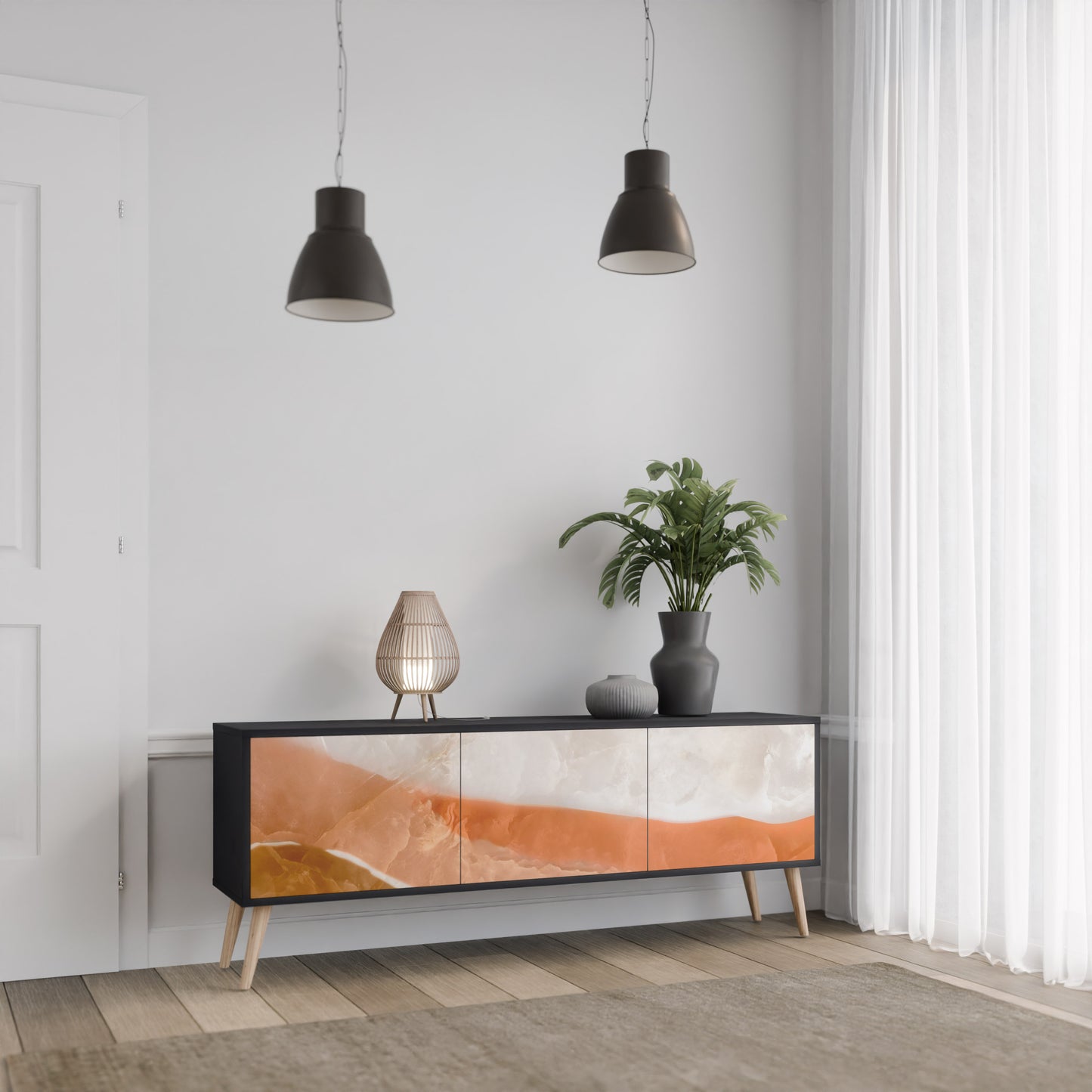 SANDHILLS SPLENDOR 3-dörrars TV-bänk i svart finish