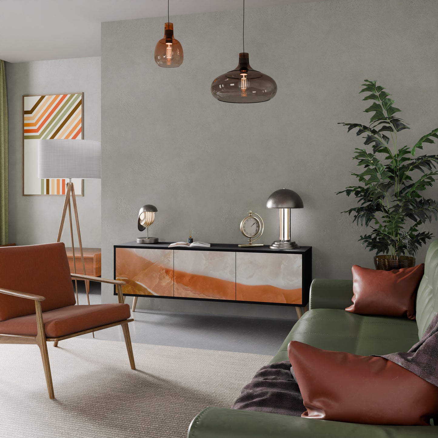 SANDHILLS SPLENDOR 3-dörrars TV-bänk i svart finish