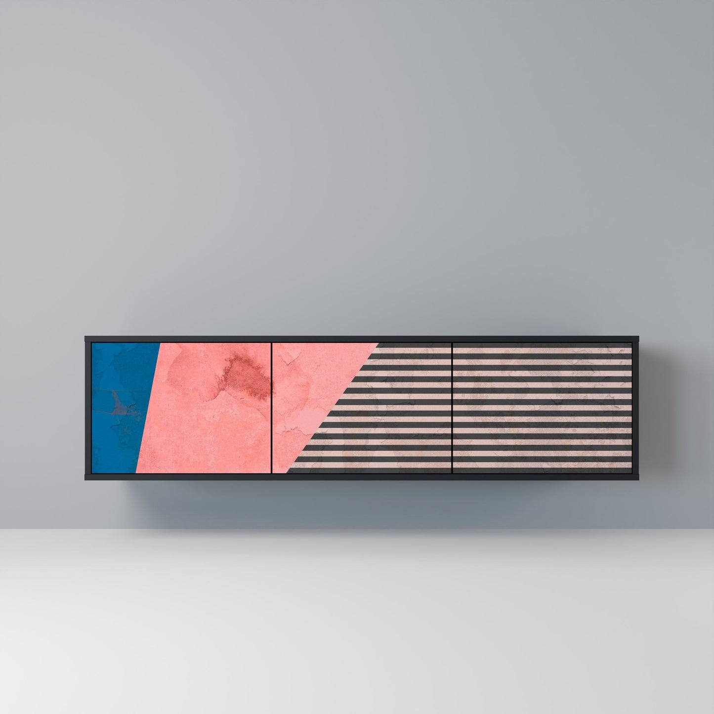 GLAMÖR STRIPE 3-dörrars TV-bänk i svart finish